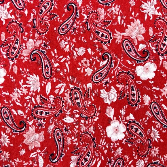 Knox Rose Womens XL Red Floral Blouse Shirt Short Sleeve Flowercore Boho - Picture 7 of 8